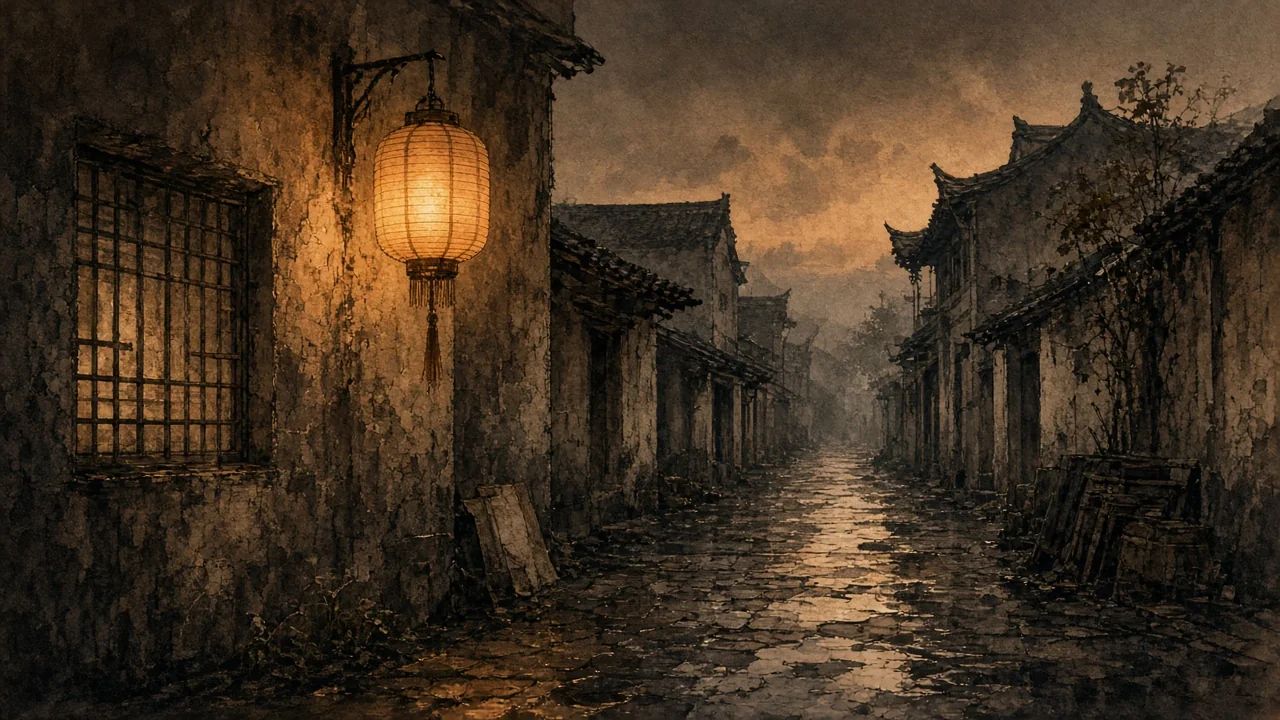 黄昏巷口一盏纸灯